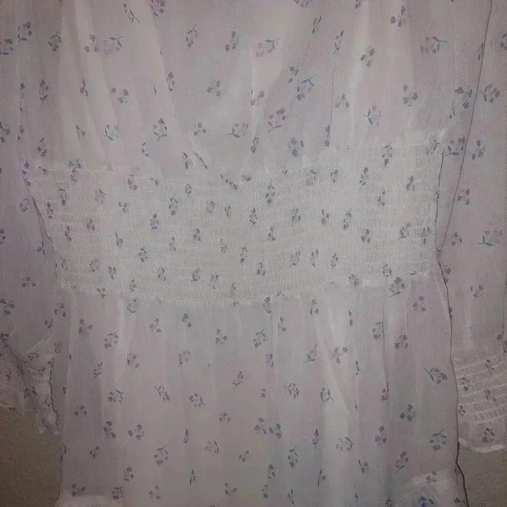 French Connection Cecilia Hallie Recycled Polyester Crinkle Ruffle Mini Dress L - Picture 10 of 13
